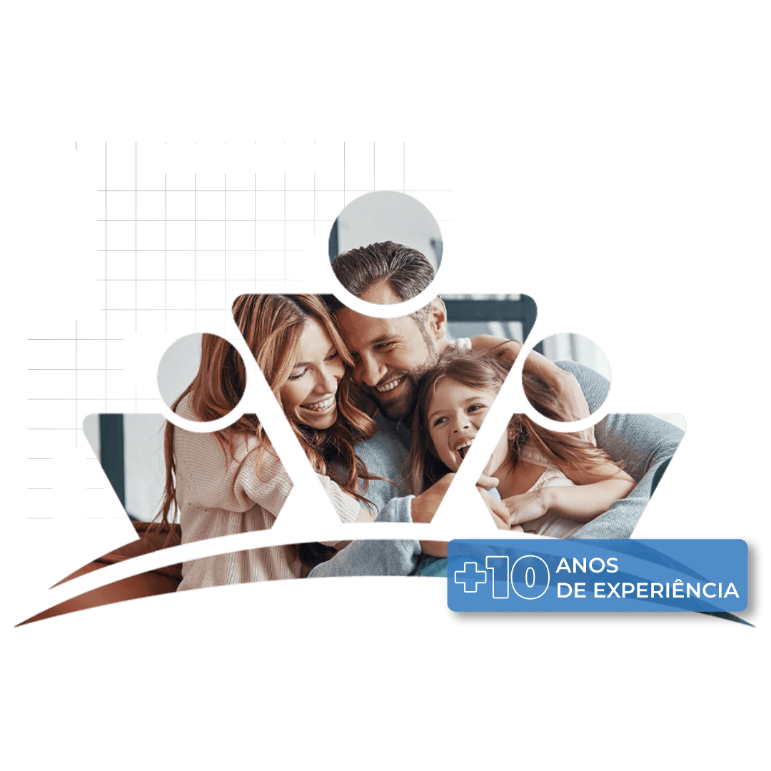 Família unida dentro da moldura do Movimento Mais Brasil